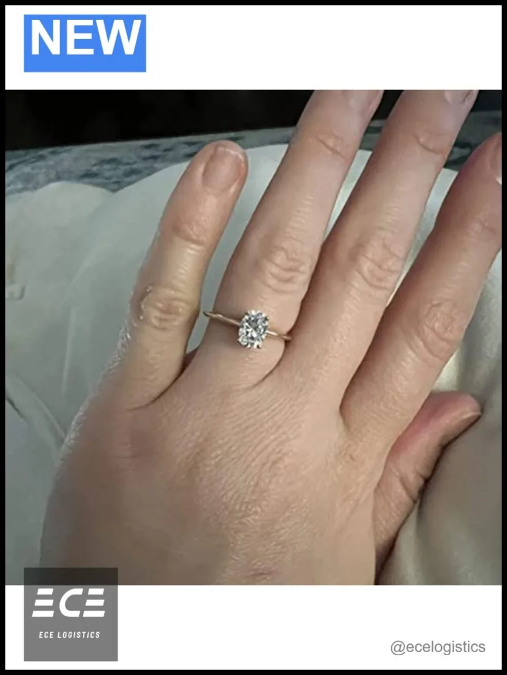 10K White Gold Oval Moissanite Solitaire Engagement Ring Size 5
